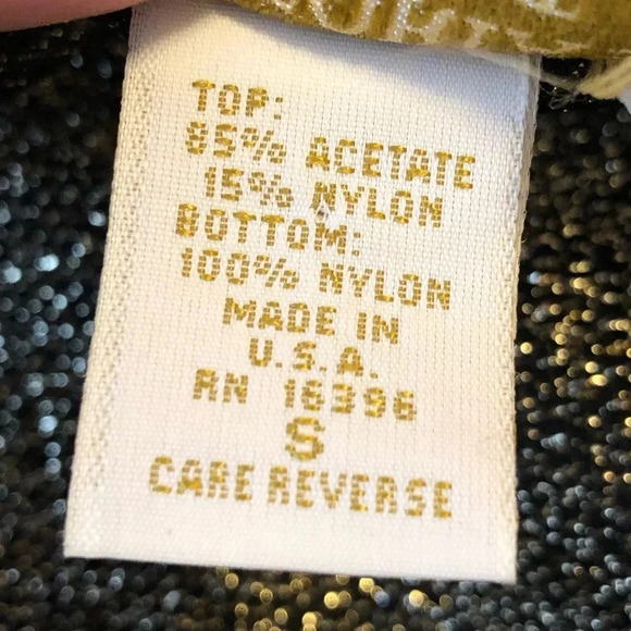 Vintage 80s Victoria’s Secret Gold Metallic Bodysuit Long Sleeve Disco Leotard - Picture 7 of 8